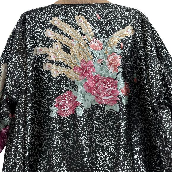 Vintage Metallic Floral/Black GDT TOO Reversible 90s Bomber Jacket One Size - Picture 8 of 13